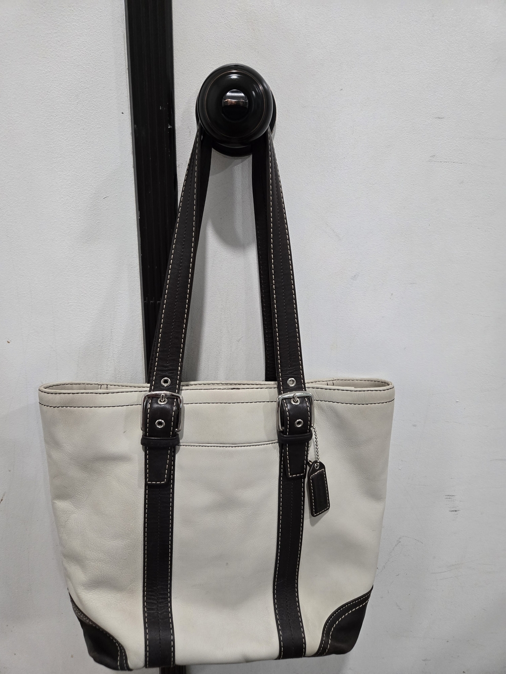 Coach Vintage Cream and Dark Brown Leather Tote Bag Coach Gently used.